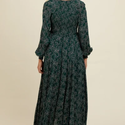 PinkBlush Green Floral Ruffle Off-Shoulder Maternity Maxi Dress