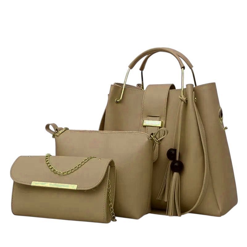 Alexa 3 PCS Top-Handle Bag Set – Beige