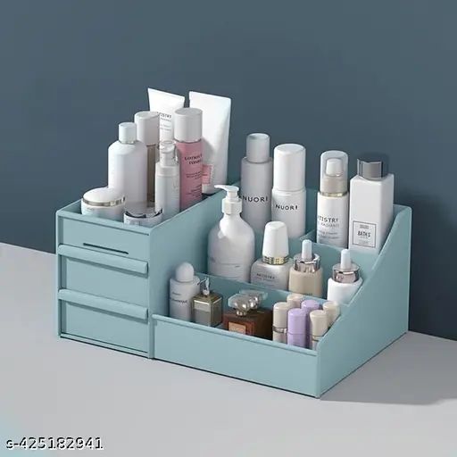 Makeup Desk Cosmetic Storage Box Organizer with Drawers – Blue
