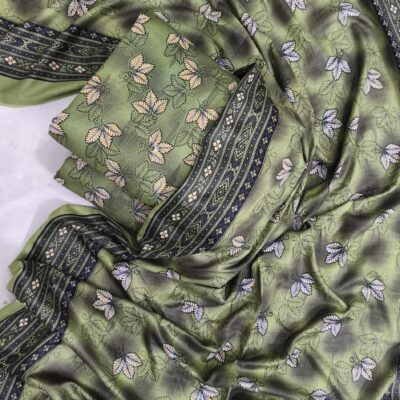 3PC Printed MIX Lawn Suit – Olive Green | AWAMI BUDGET LAWN by Amnaarts