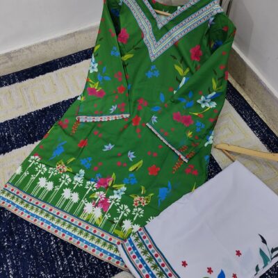 Bloom Digital Printed Co-Ord Dress – Swiss Lawn (Stitched)