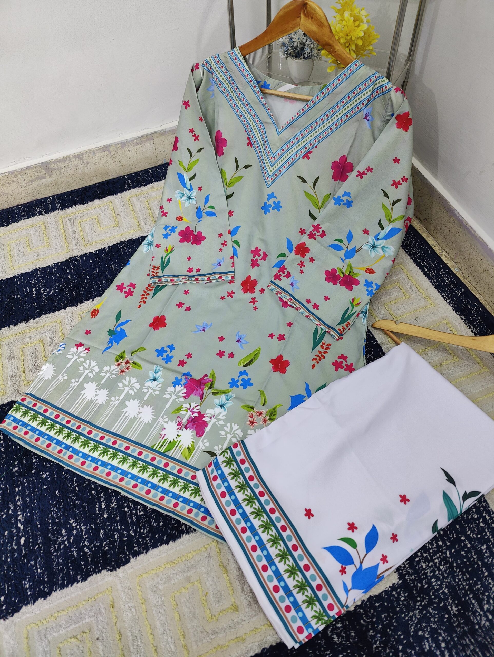 Bloom Digital Printed Co-Ord Dress – Swiss Lawn (Stitched) - Image 2