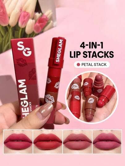 She Glam 4-in-1 Lipstick – 3 Color Shades Setting